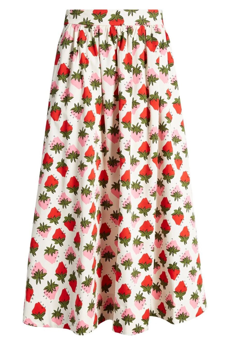 Boden Layla Strawberry Skirt  Cotton Sateen $168.00 Whimsy Cottage - Picture 6 of 10